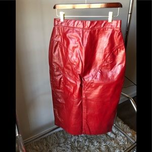 Vintage Red Leather Women’s Pencil Skirt